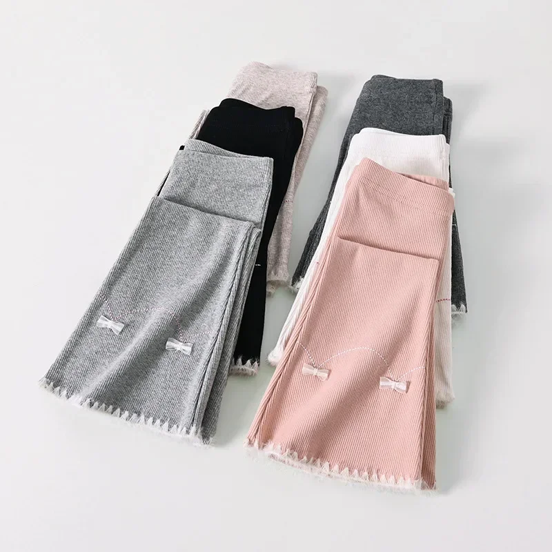 Baby Girls Flare Pant Kids Pants Teenagers Bow-knot Trousers 2025 Spring Autumn 2 To 12 Yrs Children's Clothing Casual