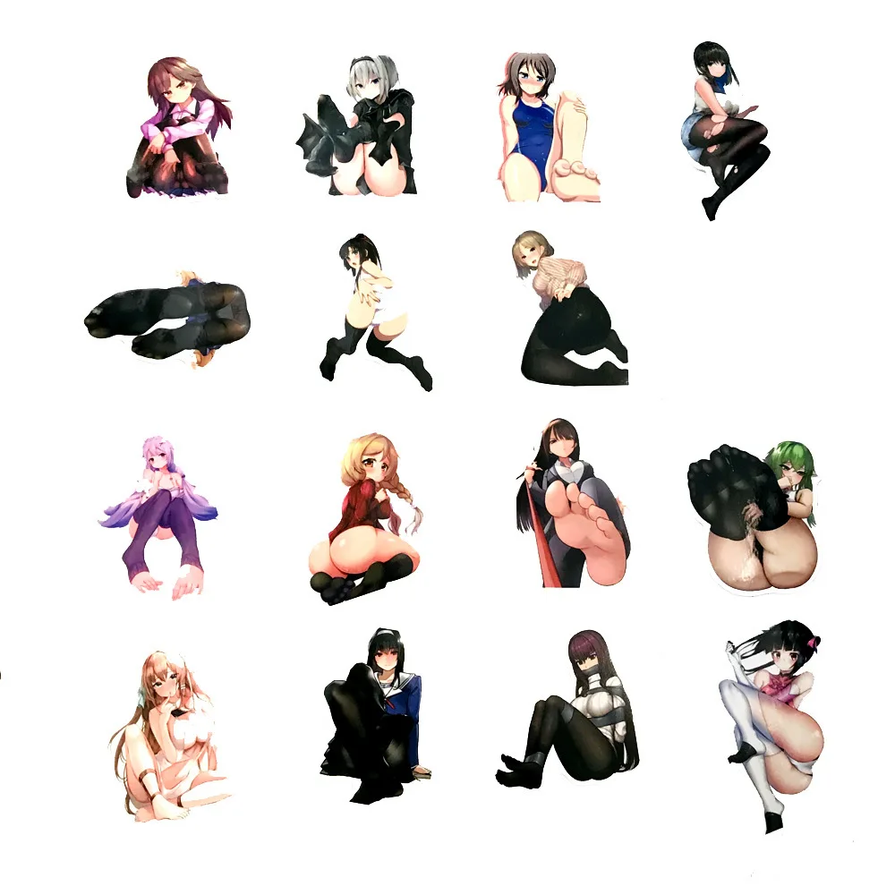 100pcs Japanese Anime Beautiful Feet Black Stockings Hentai Sexy Beauty Suitcase Laptop Waterproof Stickers