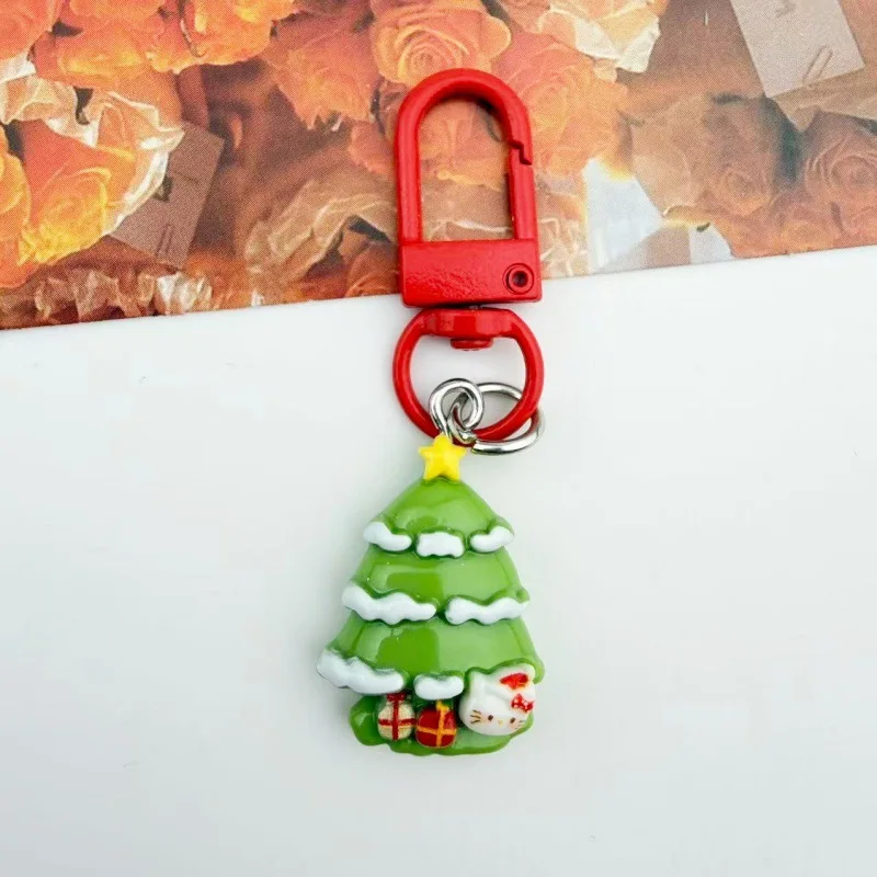 سانريو لطيف الكرتون عيد الميلاد مرحبا كيتي المفاتيح قلادة حقيبة بناتي ملحق حقيبة ظهر الطالب حلية أفضل صديق هدية #5