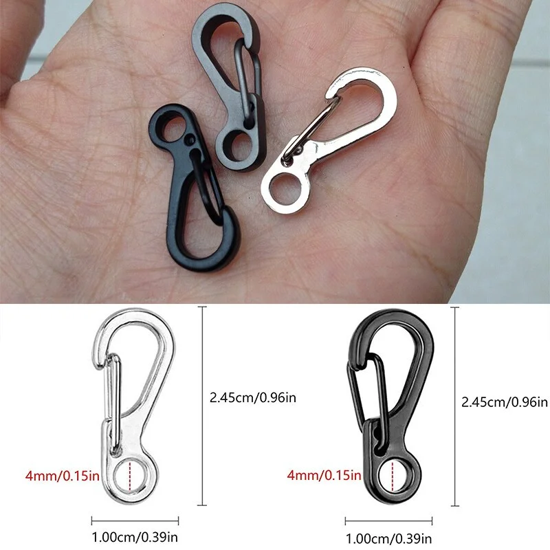 10Pcs/lot Mini Zinc Alloy Carabiner Climbing Spring Latch Quick Release Tactical Snap Hook Keychain Outdoor Survival EDC Tools