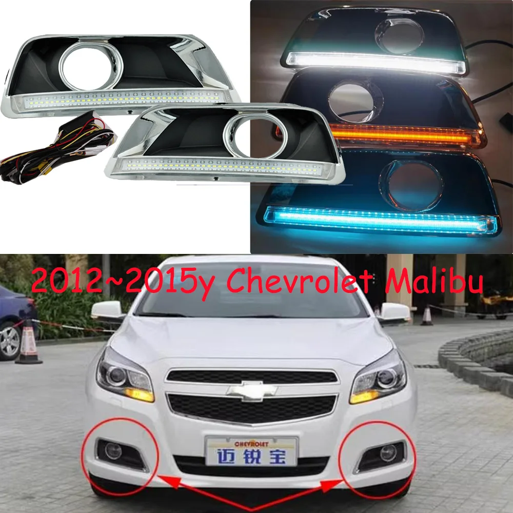 car accessories bumper headlight for Chevrolet Malibu daytime light 2012~2015y motor DRL LED auto headlamp fog light