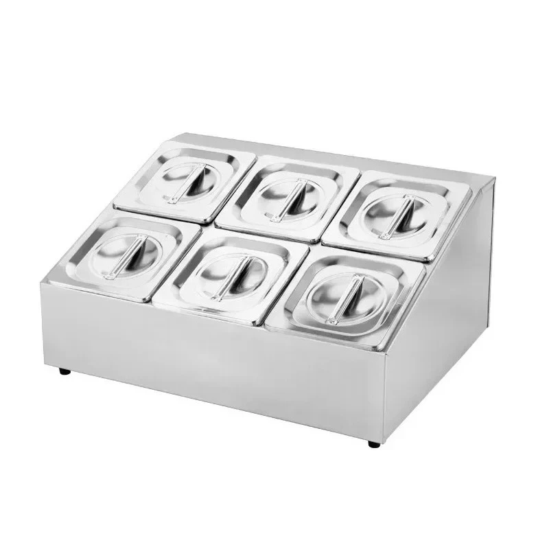 Stainless Steel Square GN Pan Tray Seasoning Box Spice Storage Bottle Kitchen Condiment Container for Salt Pepper Cumin