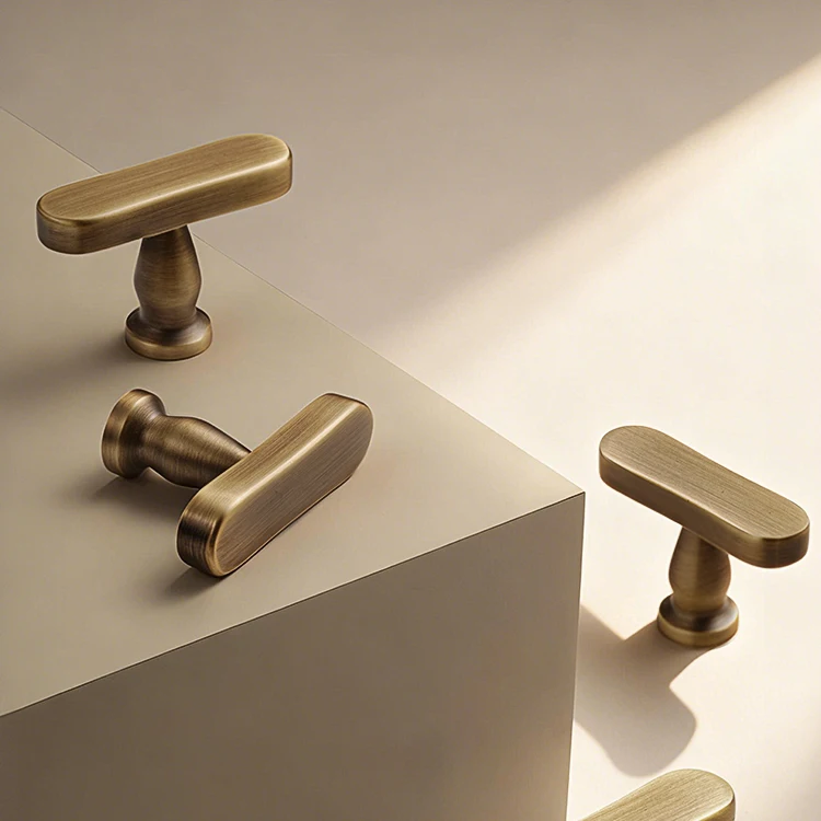 Dooroom Möbelgriff aus massivem Messing, T-förmig, Schrankknopf für Kleiderschrank, Schminktisch, Schublade, Schuhschrank, Großhandel verfügbar – Detail 4
