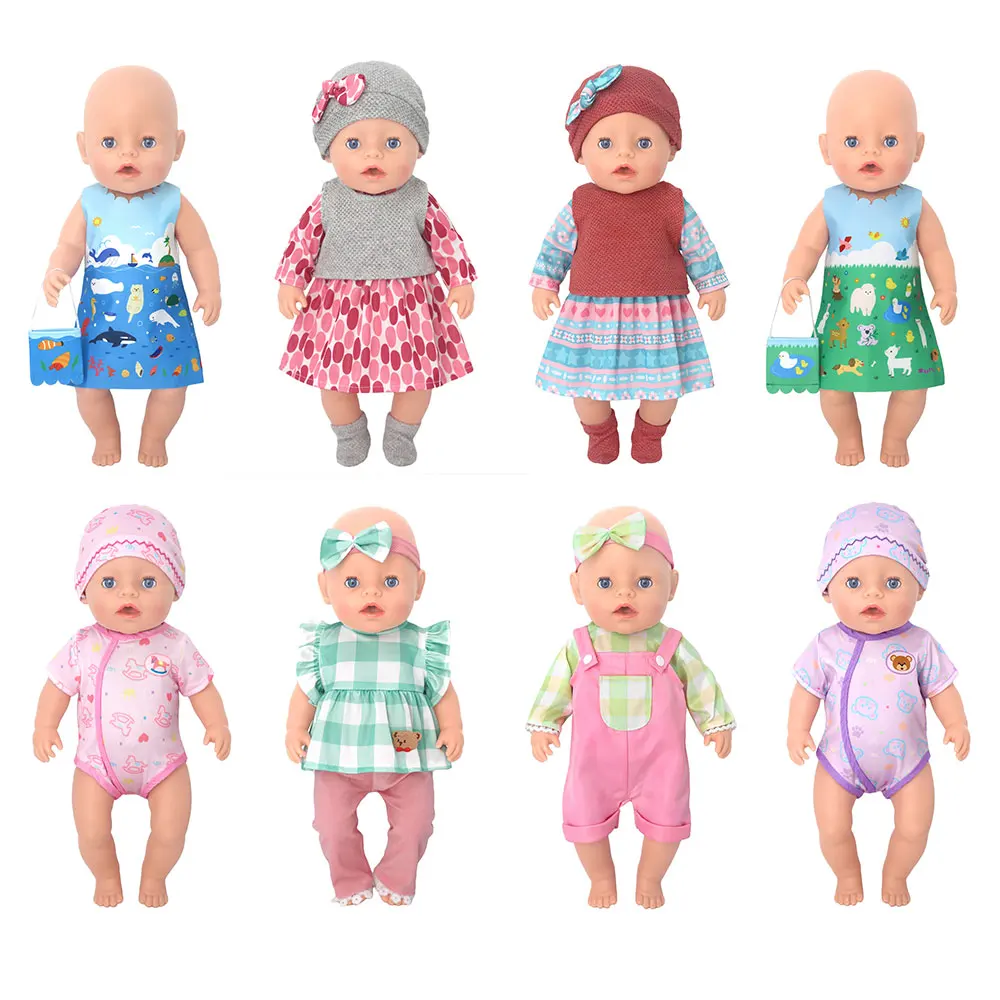 Puppenkleidung für 43 cm große Babypuppen, Lederjacke, Hosen, Pullover, Strampler-Set für 18 Zoll große amerikanische Puppen, Mantel, Winterkleidung