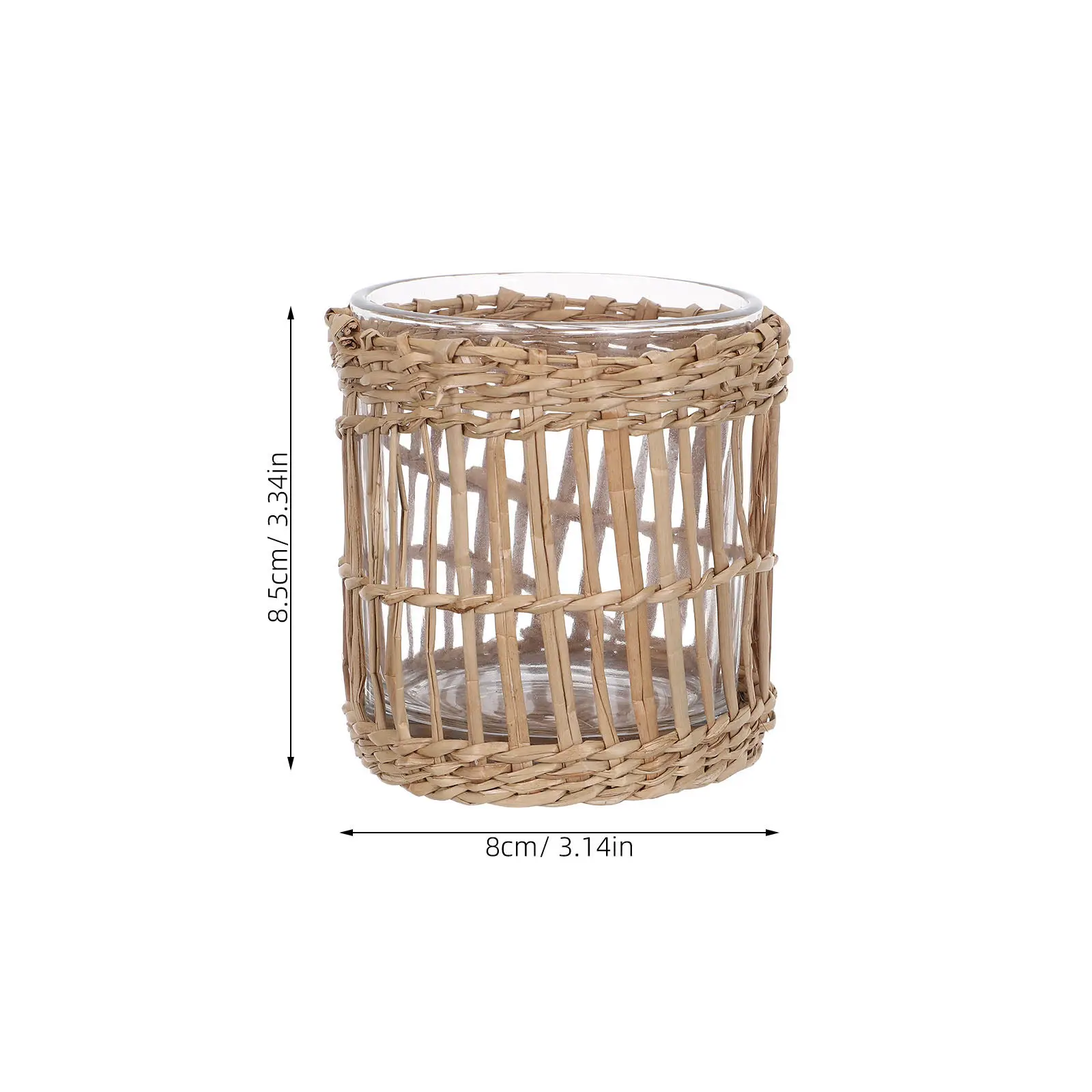 Glass Tea Light Holders Clear Candlestick Straw Woven Holder 7Cm Id Cup Dining Table Party Wedding Birthday Centerpiece view 5