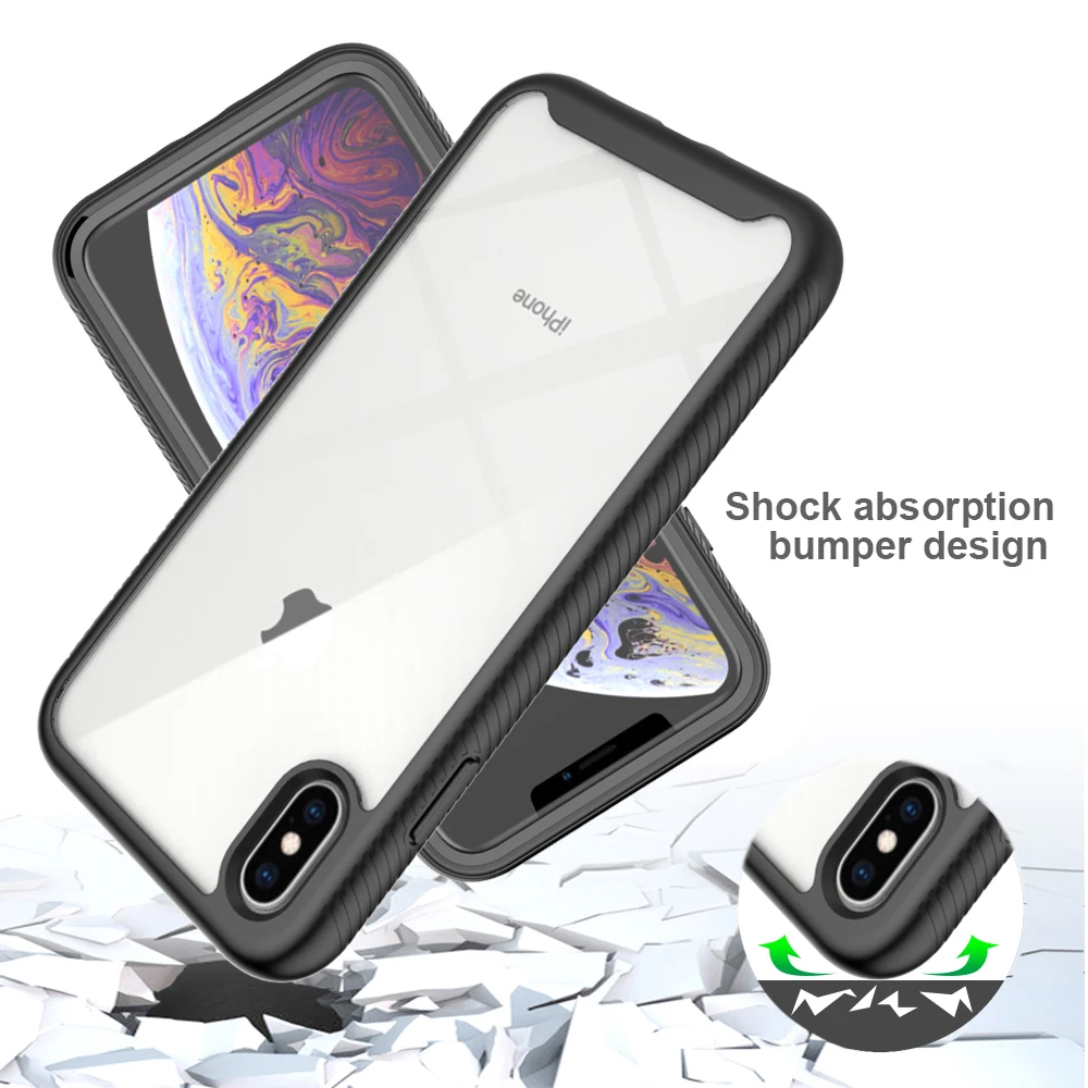Odporne na wstrząsy przezroczyste etui na telefon iPhone XR/XS, wbudowana osłona ekranu, wytrzymała obudowa TPU z bumperem dla iPhone XS MAX — zdjęcie produktu 5