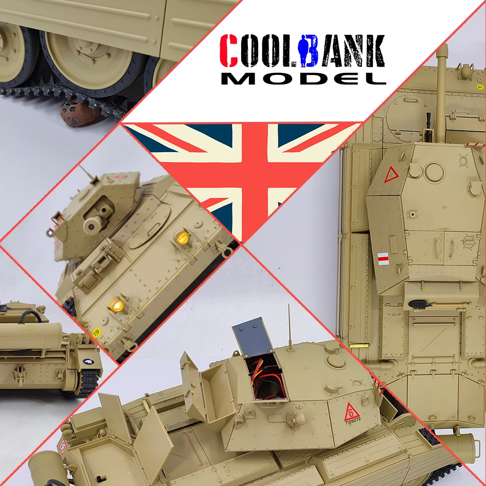 Coolbank 1/16 Skala Brytyjski Czołg Crusader MK III Zdalnie Sterowany Model Militarny Zabawki z Dźwiękiem Światłem Dymieniem RC Pojazd dla Chłopców