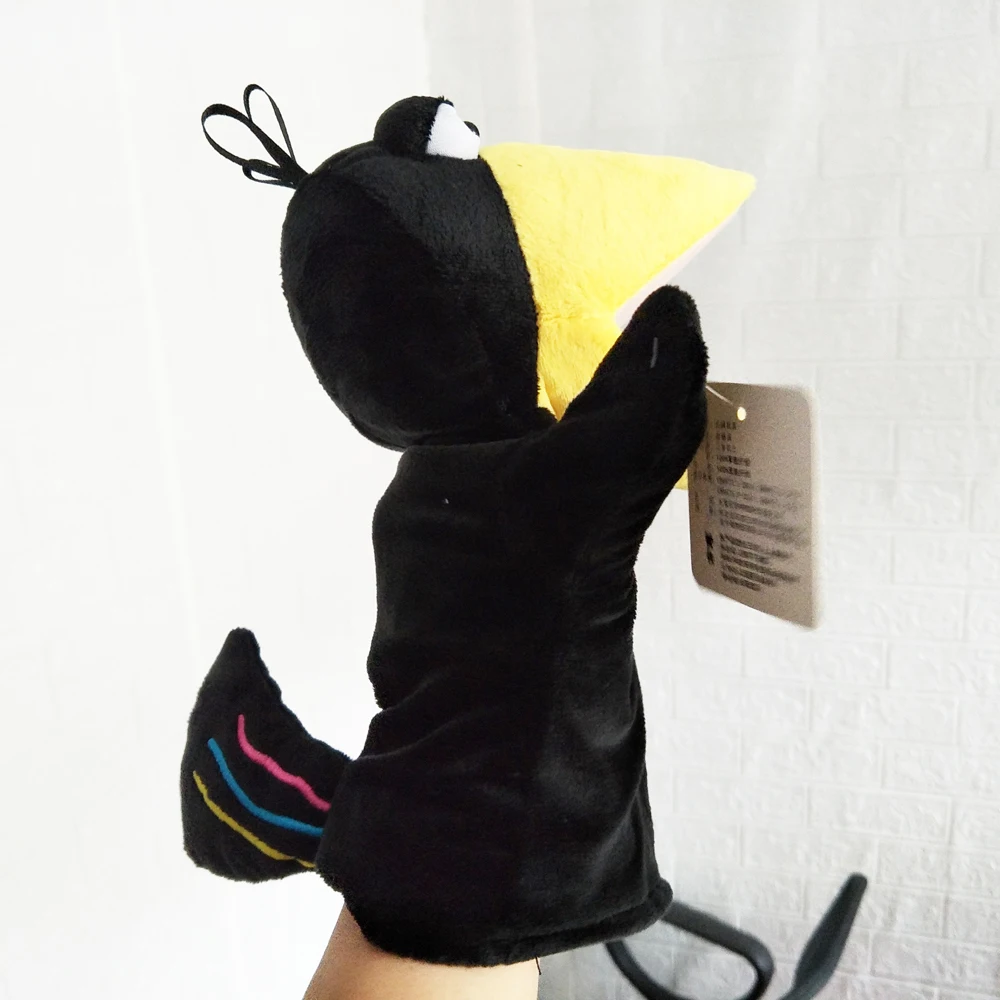Brinquedo bonito da pelúcia do fantoche da mão do pássaro do corvo para o presente recheado das crianças