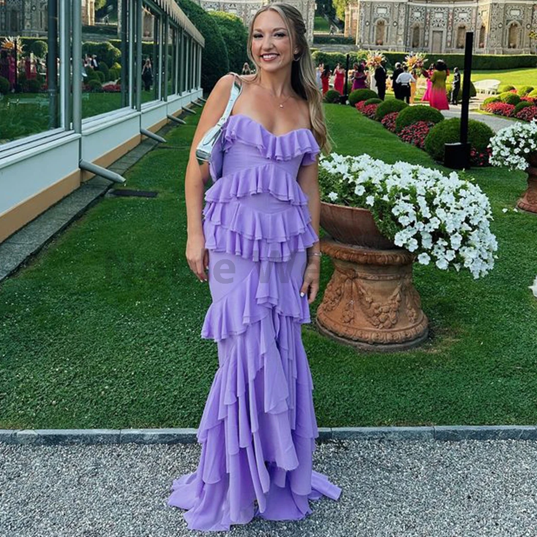 

Милое шифоновое вечернее платье Русалка Длинное многоярусное вечернее платье на заказ