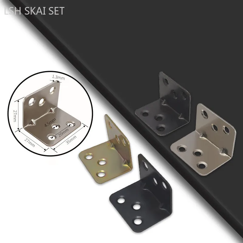 10pcs Cold-rolled Steel Angle Code 90 Degree Furniture Connector L-type Thickened Closet Plate Bracket Furniture Laminate Fixer