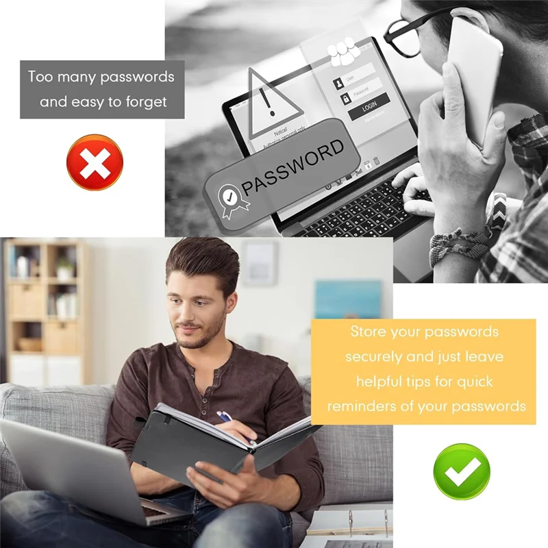 -ABGY 2 قطعة كتاب كلمة المرور مع علامات تبويب أبجدية، كتاب حفظ كلمة المرور مقاس 7.8 × 5.2 بوصة، هدية للمنزل والعمل والمكتب