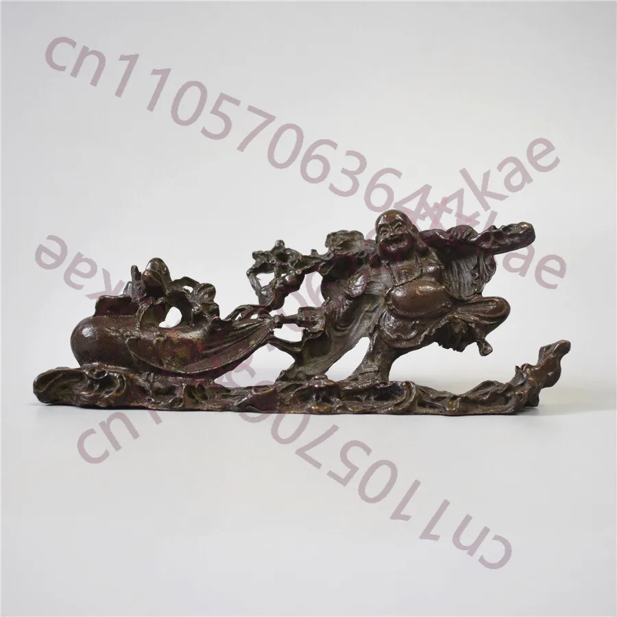 

Китайская антикварная медная статуэтка Будды в тканевом чехле, скульптурное украшение