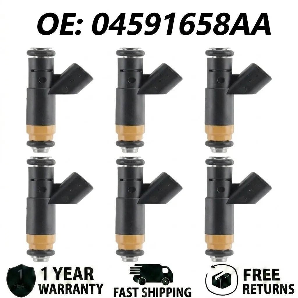 6pcs Fuel Injectors for Chrysler Dodge 3.5L V6 SOHC 2000-2004, Replacement Part 04591658AA, Engine Nozzle Set