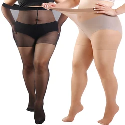 Women Plus Size 20 Denier Sheer Tights High Waist Nylon Pantyhose Super Elastic XL-4XL Large Size for Big Ladies 150kg/330lbs