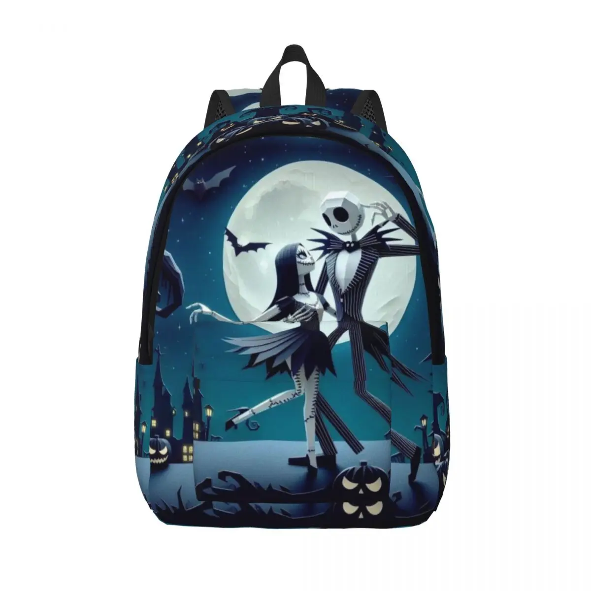 Custom 3D Print Jack Skellington Canvas Backpack for Girls Boys The Nightmare Before Christmas School College Travel Bags