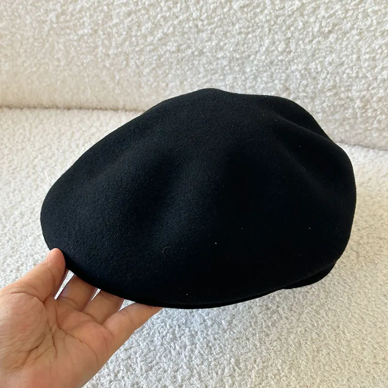 Winter Retro Zeitungsjunge Mütze Männer Frauen Wolle Hut Casual Baskenmütze Solide Unisex Fahrer Flache Kappe Kellner Kappe Street Style Chapeu Bäcker Hut – Detail 16