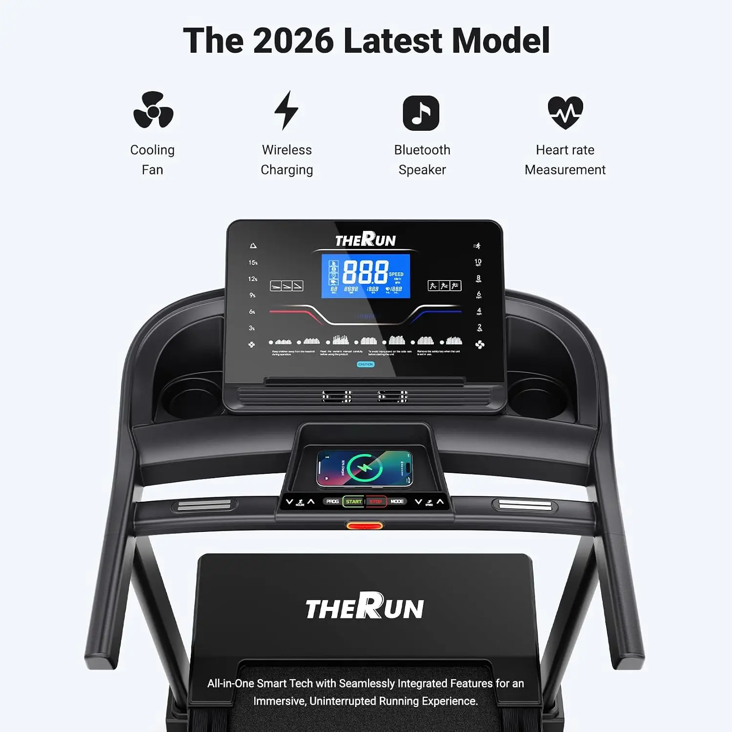 THERUN 20% Auto Incline Treadmill, 12 MPH and 3.5 HP Motor, 55" X 20" Large Running Belt with Advanced Console, All-in-One Foldable Treadmills for Home with Incline for Intensive Workout view 6