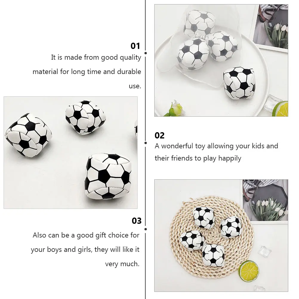 

5Pcs Football Shaped Sandbag Juggle Balls for Kids Indoor Outdoor Coordination Play Soccer Designed Sandbag Playthings