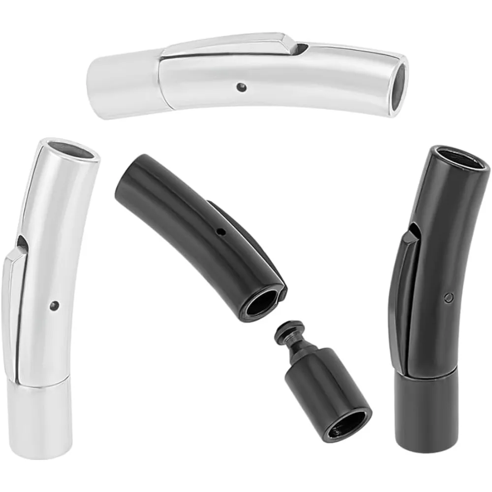 4 قطعة 2 ألوان العمود 304 الفولاذ المقاوم للصدأ حربة قلادة المشابك مع دفع زر الحبل نهاية موصلات المشابك حبل المشابك والمجوهرات #1