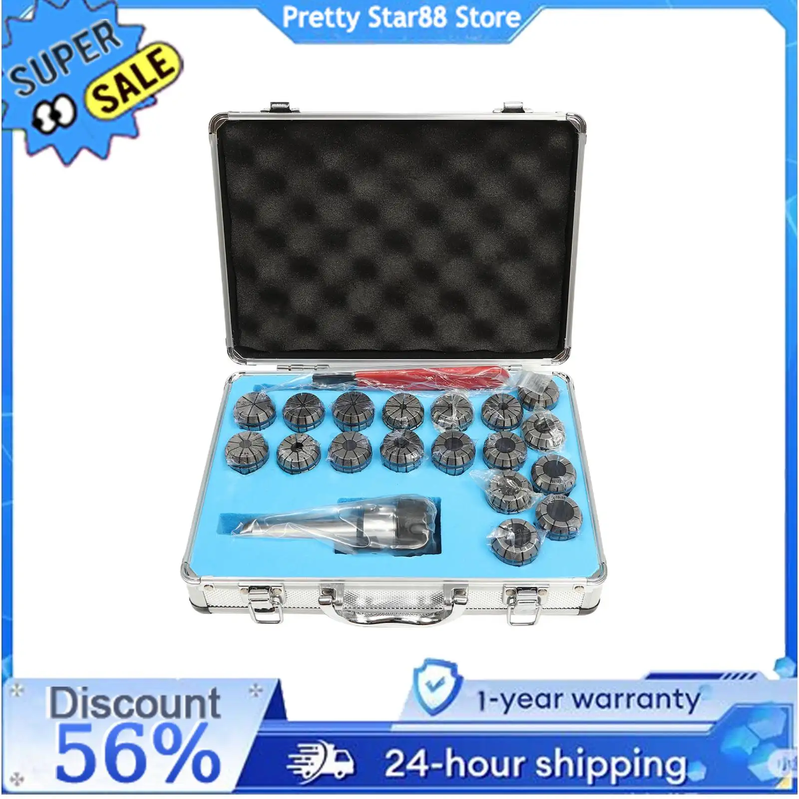 18Pcs Spanner MT3 ER32 Milling Machine Collet Chuck Set with Box Aluminum Alloy Spring Steel