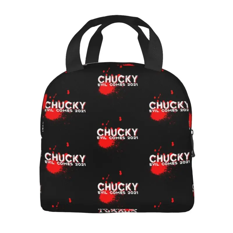 Chucky Evil Comes 2021 Thermal Insulated Lunch Bags Child's Play Scary Portable Lunch for School Multifunction Food Box