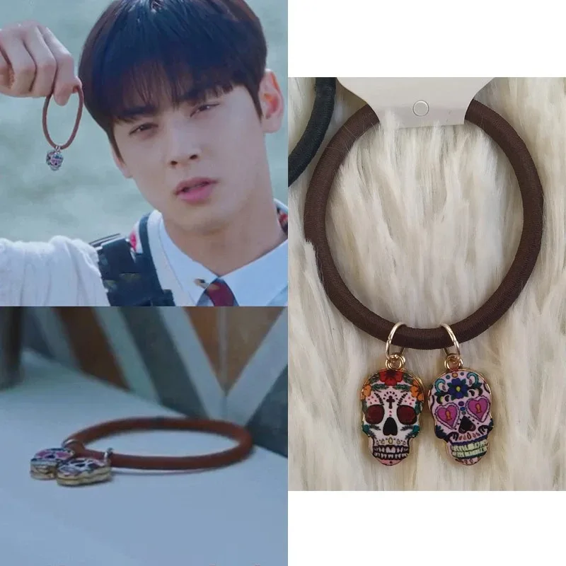 Vera belleza MUN KA YOUNG cuerda para el cabello forma de calavera Corea TV drama Eardrop para mujeres pendientes brincos