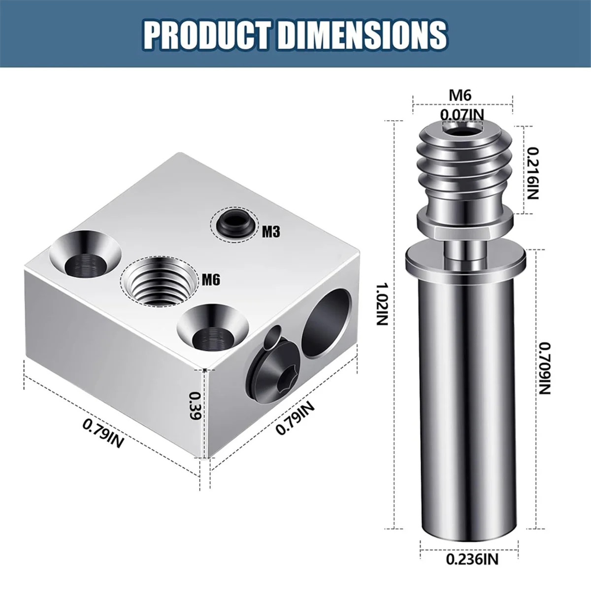 1 고온 CR-10 도금 구리 히터 블록, 2 티타늄 합금 히트 브레이크 열 배럴 튜브