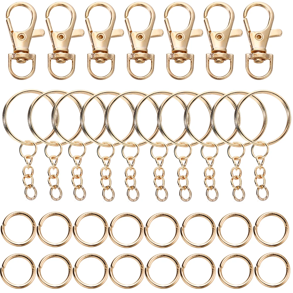70 stks/partij Swivel Karabijnhaak Sleutelhangers met Ketting Ringetjes Connectors voor DIY Sleutelhanger Lanyard Sieraden Maken Accessoires Kits - afbeelding 1