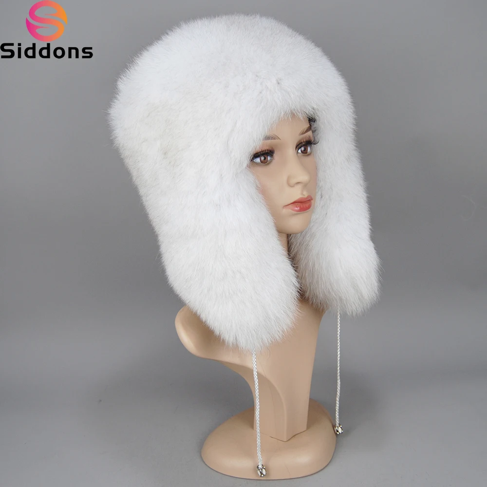 

2025 Winter Unisex 100% Real Fox Fur Bomber Hat Raccoon Fur Ushanka Cap Trapper Russian Ski Hats Caps Real Leather Thick Warm