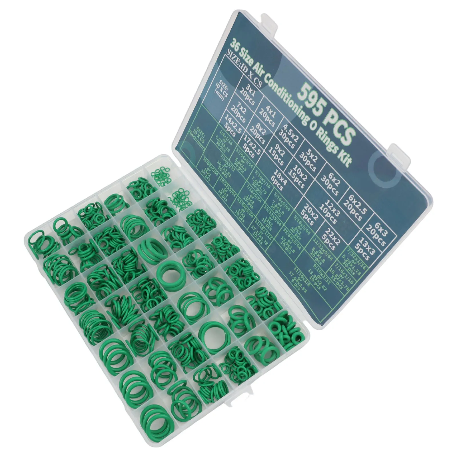 595pcs Car Air Conditioner O-Ring Kit For Repair Air Conditioning Systems 36 Sizes Sealing Rubber O-Ring Combination Set