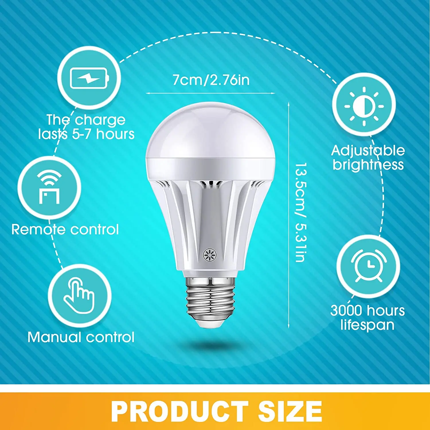 New 7W E27 Emergency Light Bulb Rechargeable  Remote Control  Dimming LED Lemp Tent Light bulb Insect and Dust Proof