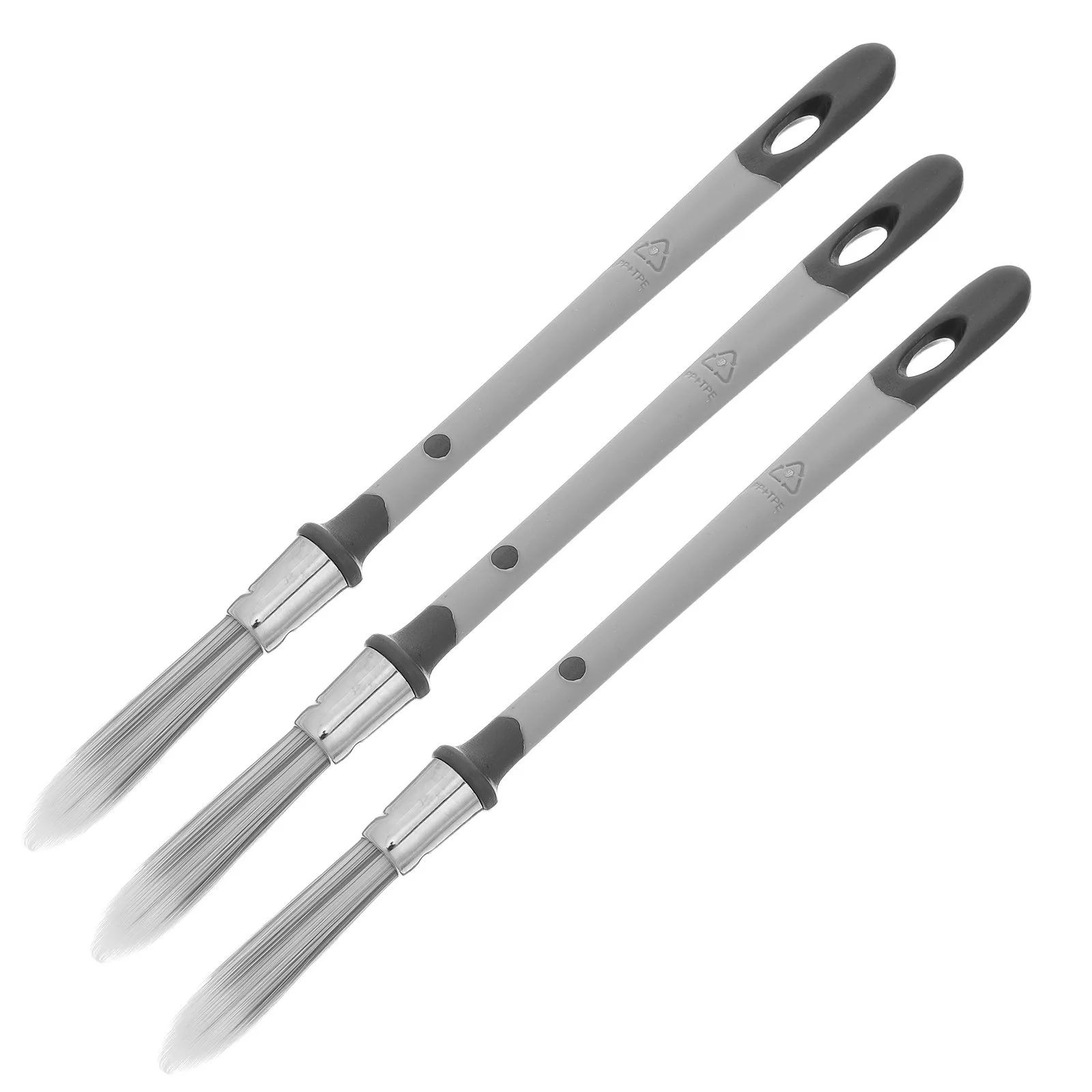 3Pcs Trim Paint Brush Set Fine Tip Detail Brushes 8.27 Long for Skirting Boards Baseboards Wall Corners Grout Touch Up