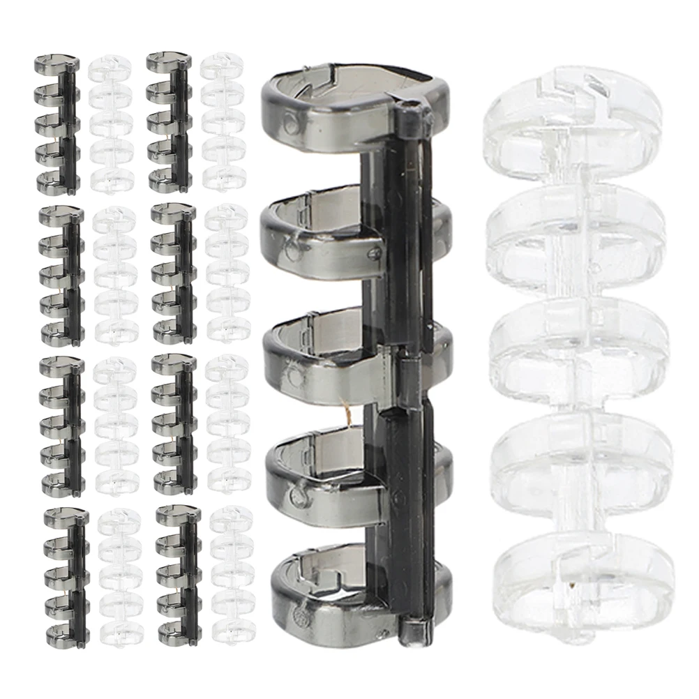 20pcs Plastic Rings 5-Hole Loose Leaf Book Clips Segmented Ring Clips For Index Cards Classroom Essentials Notecards