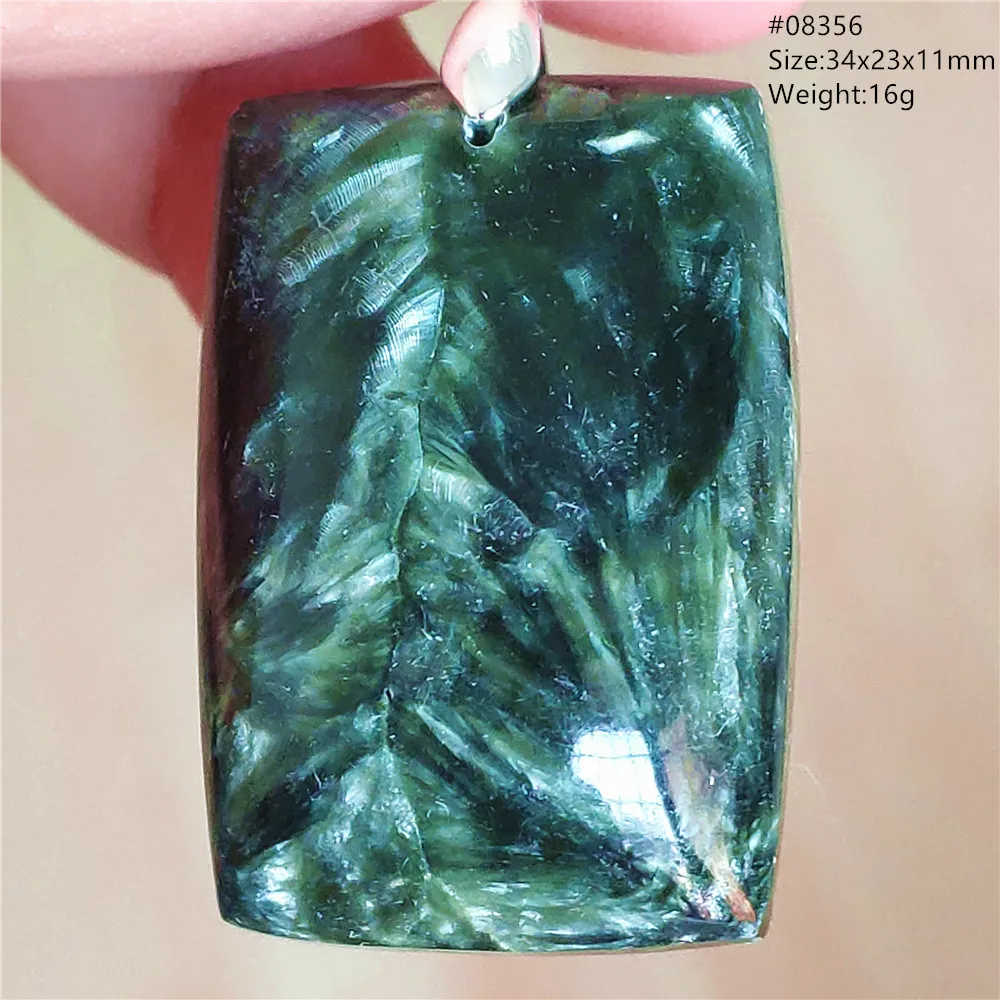 Pendentif en Seraphinite Verte Naturelle pour Femme et Homme, Collier Rectangulaire, Meilleur Cadeau, Perles à la Mode, Uto Uto AA