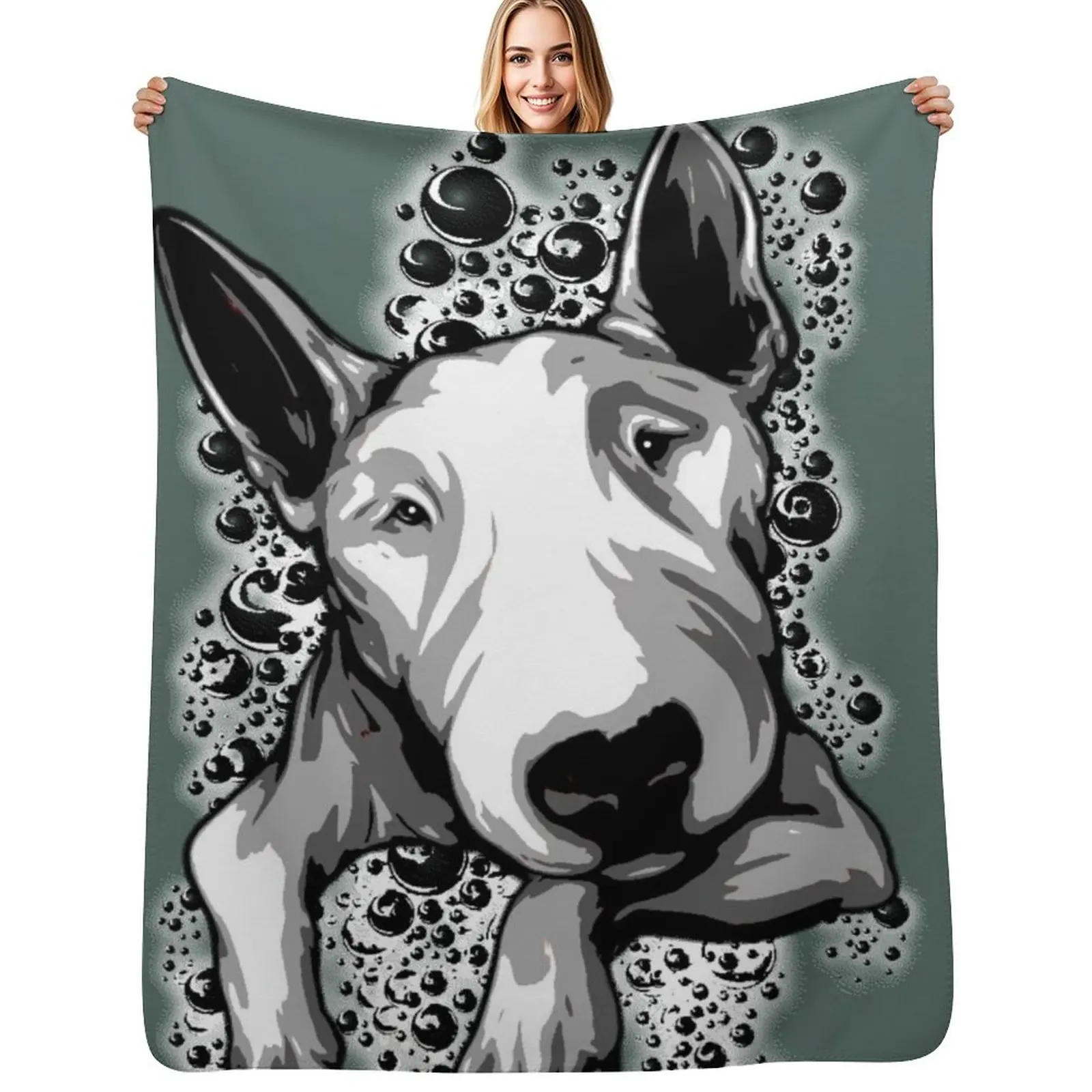 Bull Terrier Bubbles Throw Blanket Decorative Soft Throw Blanket for Couch Sofa
