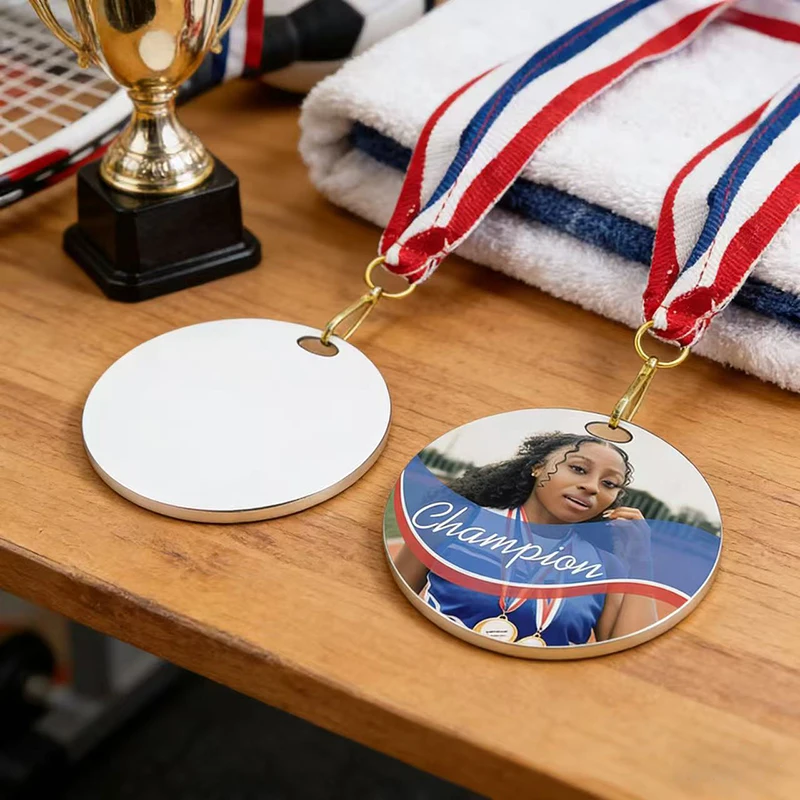 Personalized Picture Custom Mdf Medal Heat Transfer Density Board Medal Sports Event Medal Diy Gift Double-Sided Printing image 3