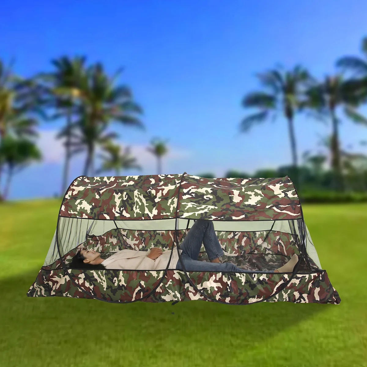 

Camouflage Mosquito Net, Portable, No Installation, Overseas Travel, Business Trip, Study Abroad, Park Picnic, 2.2 m