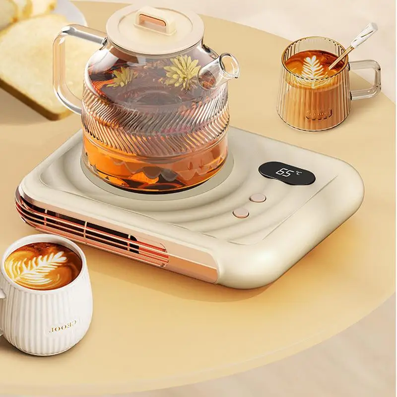 

2 In 1 Electric Cup Warmer Desktop Heater 3 Gear Temperatures Beverage Cup Warmer Quiet Smart Thermostatic Hot Plate for home