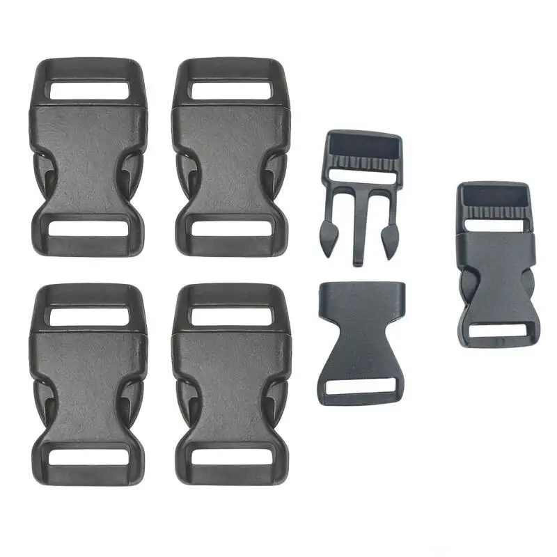 40~10 Stück 15mm/20mm schwarze Kunststoff-Steckschnallen, gebogene Fallschirm-Armband-DIY-Halsbänder mit Gurtband für Outdoor-Camping – Detail 2