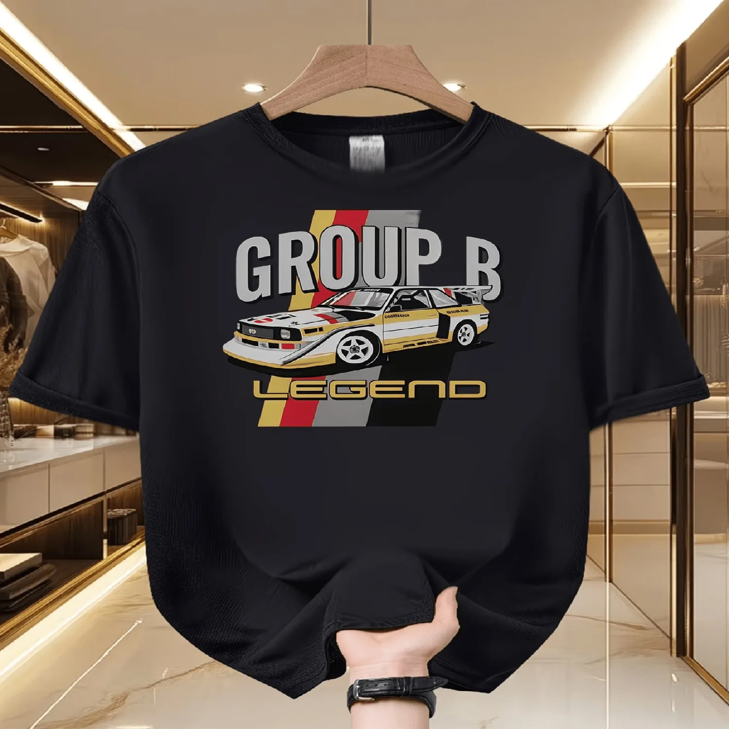 Men's Group B Legend Graphic T-Shirt - Car Enthusiast Style, Soft and Breathable, Eye-Catching Print Design, Crew Neck, Short Sleeve Summer Tee, Automotive T-Shirt Funny Shirt, Cute Tee,