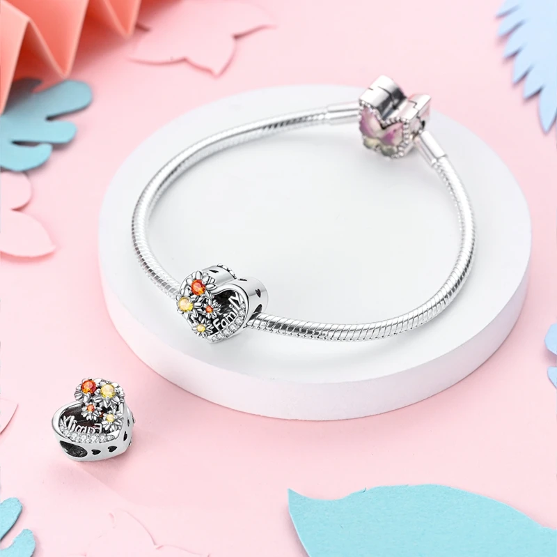Charms aus 925er-Sterlingsilber, glückliche Familie, Perle, Zirkonium, Familie, Liebe, baumelnd, passend für Original-Armband, Damen, Schmuck, Geschenk – Detail 12