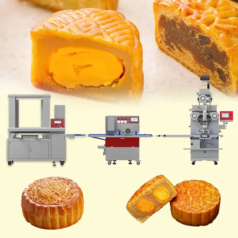 High Speed Mooncake Encrusting Production Line Stainless Steel Food Processing Machine