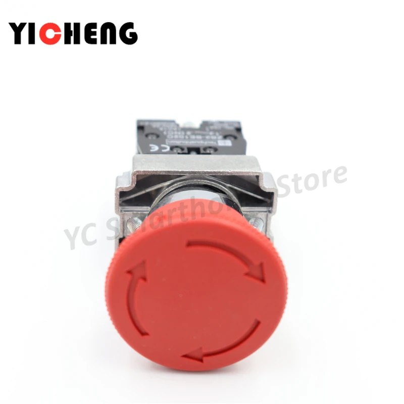 1Pcs Mushroom head power switch emergency stop 10A 22mm push button switch