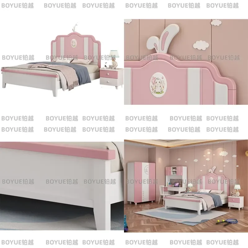 Kids Single Bed Frame Wooden Children Bedroom Furniture Twin Size Platform Sleeping Cot for Boys Girls Junior Room Decor