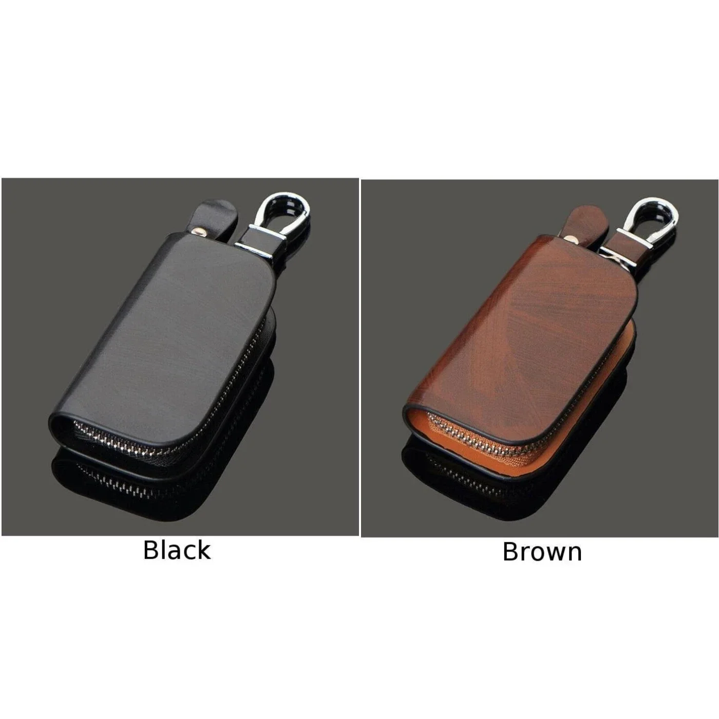 Smart Car Key case Remote Leather Housing Anti scratch Cover Protector Zipper Conveniently fits IDs, loose change acc,key chain