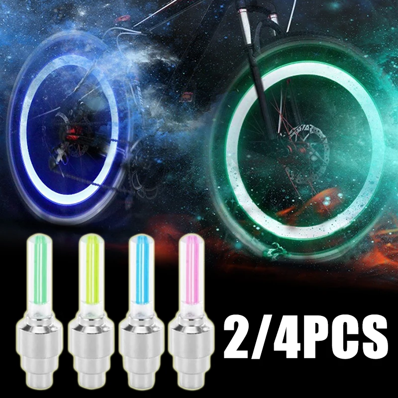 2/4 pcs/lot Colorful Motorcycle Valve Caps LED Lamps Night Safe Riding Wheel Tire Hub Neon Light Universal Moto Tyre Accessories