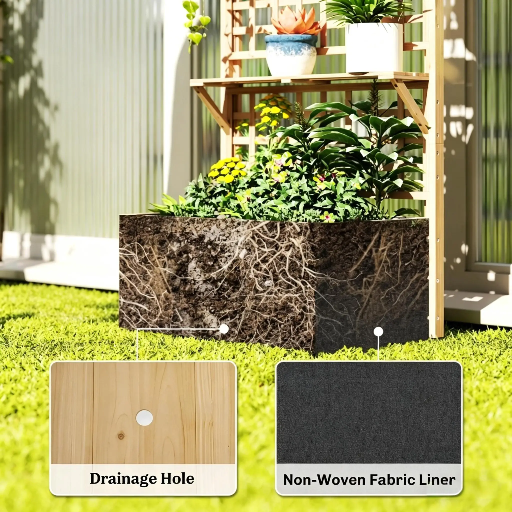 Jardinière surélevée en bois,  - Raised Bed Planter Box avis et prix