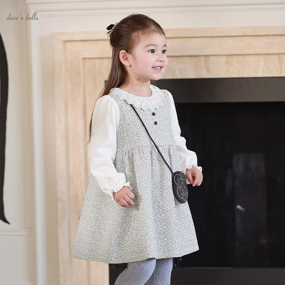 Dave Bella Dresses Girls Dress Autumn Spring Elegant Long Sleeves Children Party Clothes Sweet Fashion Princess Pocket DB3262945