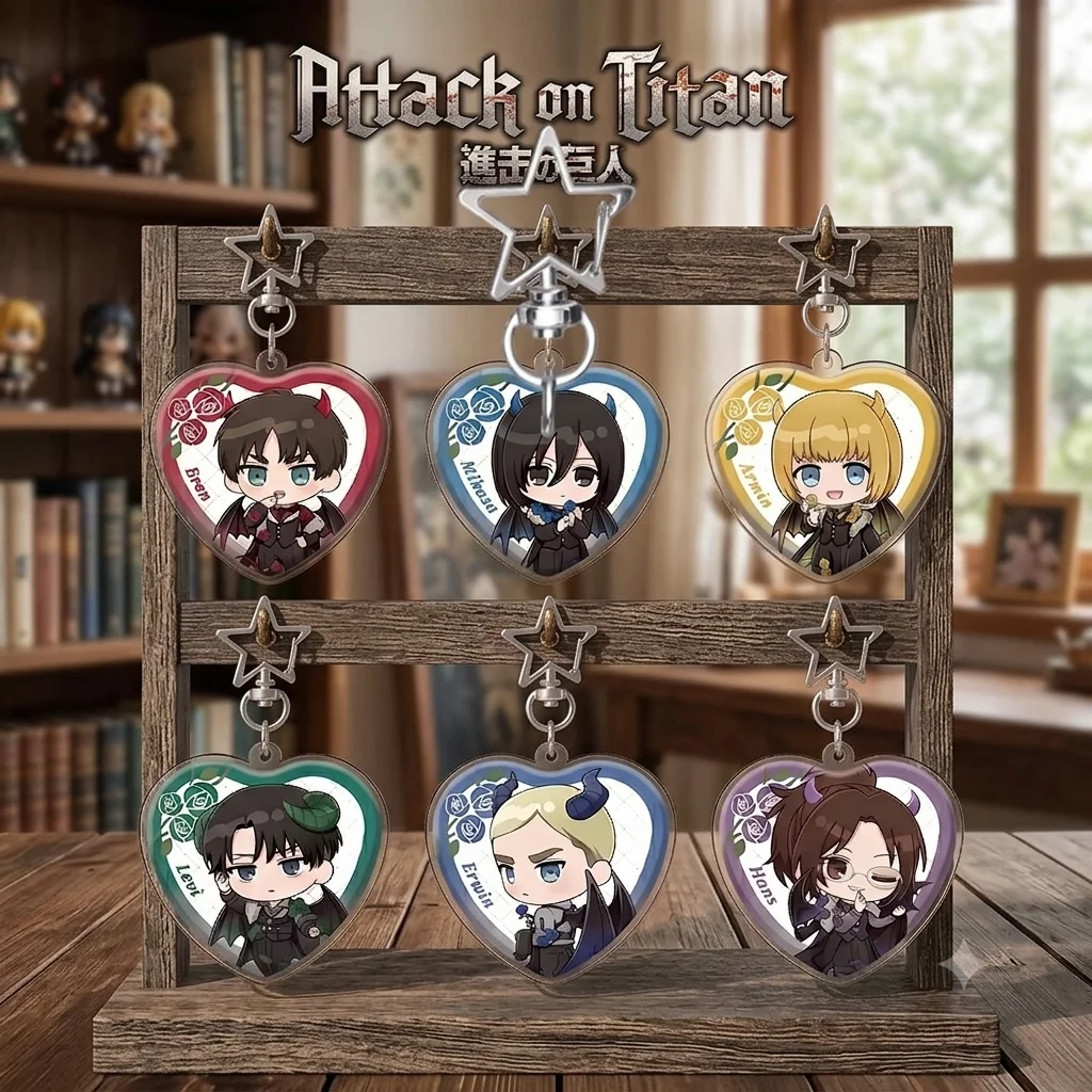 2026 NewAttack On Titan Devil Chibi Ver Kawaii Keychain Cute Keyring Eren Levi Erwin Hange Car Key Bag Pendant Fans Collection