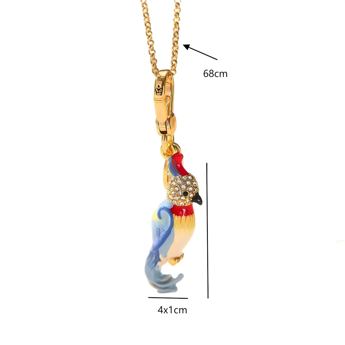 1PCs Mini Fashion Enamel Parrot Pendant Necklace for Women Sweet Cool Party Jewelry Keychain Pendant Halloween Xmas Decor Gifts